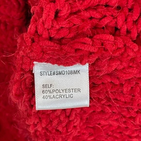 GB Sweater Women's Large Red Chunky Knit Classic Long Sleeve Round Neck Pullover - Picture 4 of 13